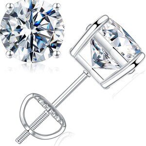 0.2-4ct Moissanite Screw Back Earrings, D Color Clarity Lab Created Moissanite 1